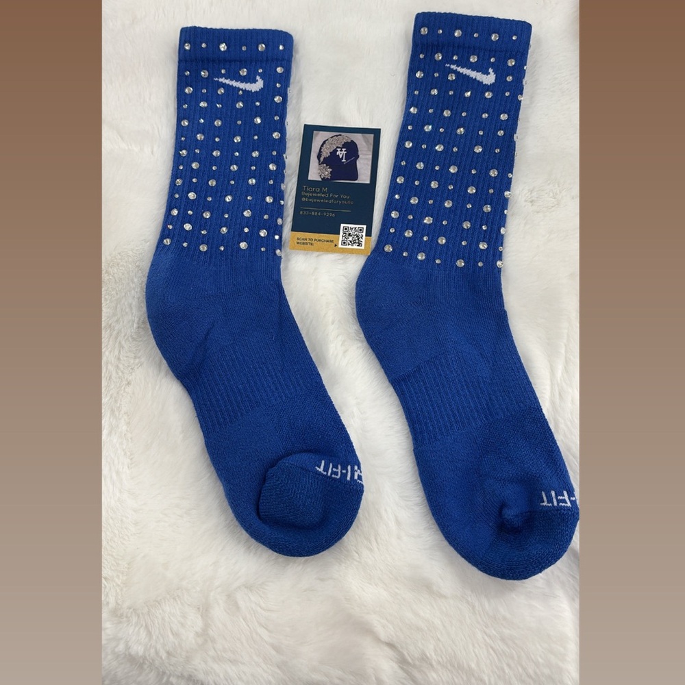 Nike Blue Athletic Socks with Dotted Design